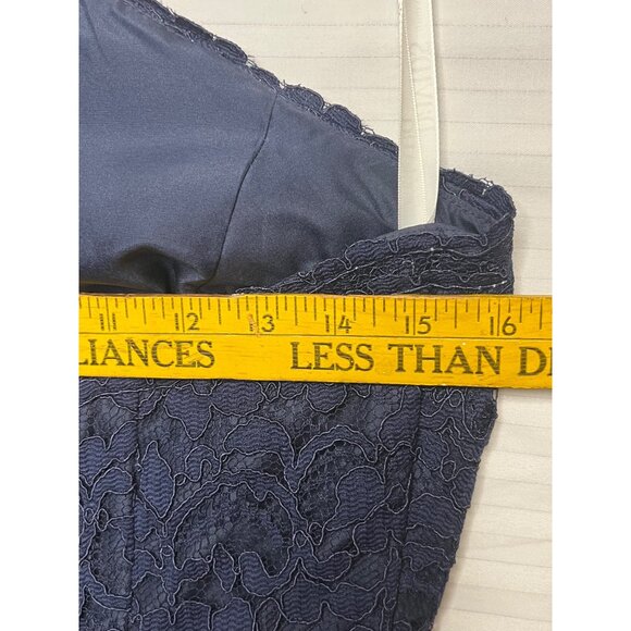 David's Bridal Brides Maid Navy Halter Neck Lace & Chiffon Dress - Size 6 Prom - Picture 16 of 16